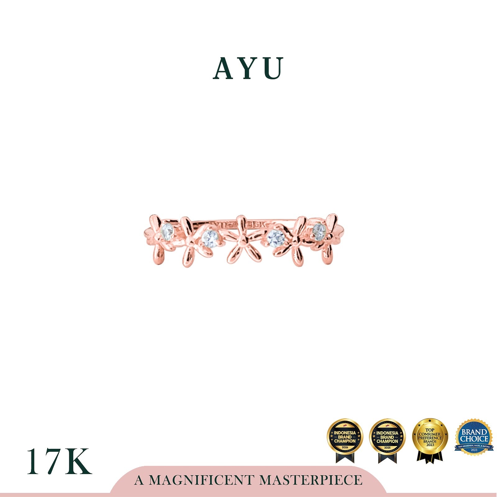 AYU Cincin Emas - Twinkle Starflower Ring 17k Rose Gold