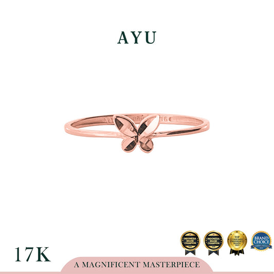 AYU Cincin Emas - Twinkly Butterfly Ring 17k Rose Gold