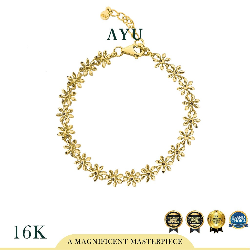 AYU Gelang Emas - Twinkle Snowflake Eternity Bracelet 16k Yellow Gold
