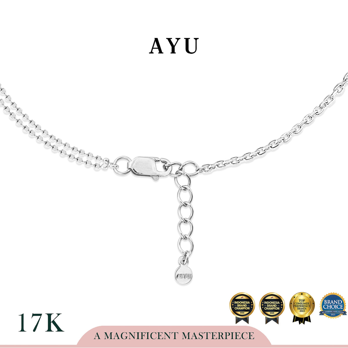 AYU Gelang Emas - Undecided Square Pave Bracelet 17k White Gold