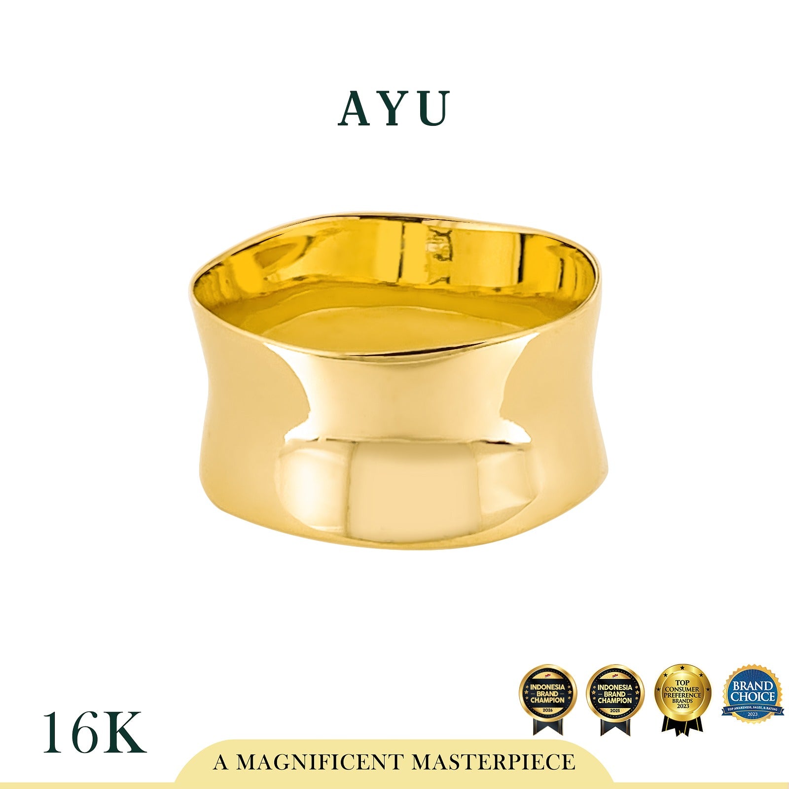 AYU Cincin Emas - Wide Gold Melt Ring 16k Yellow Gold
