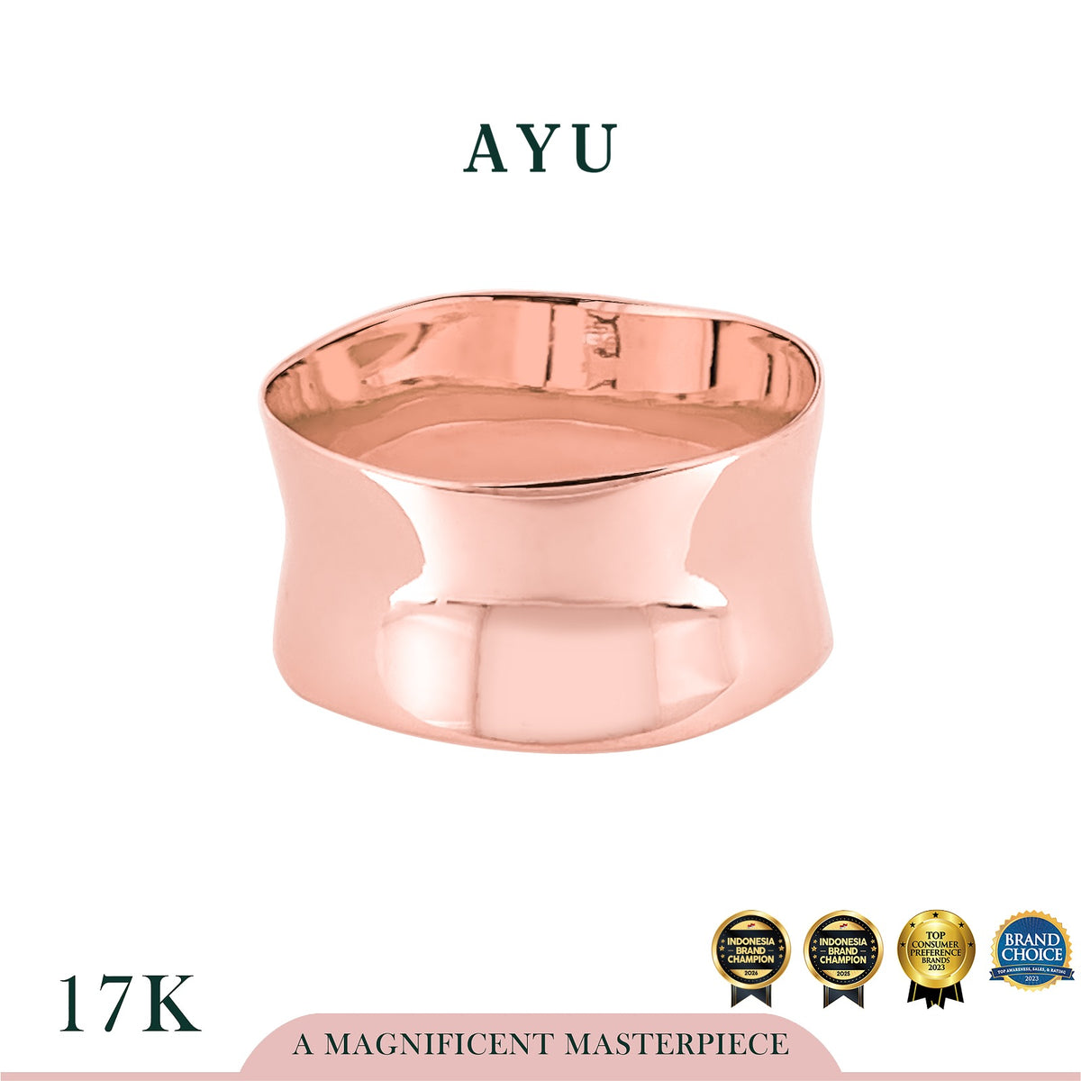 AYU Cincin Emas - Wide Gold Melt Ring 17k Rose Gold
