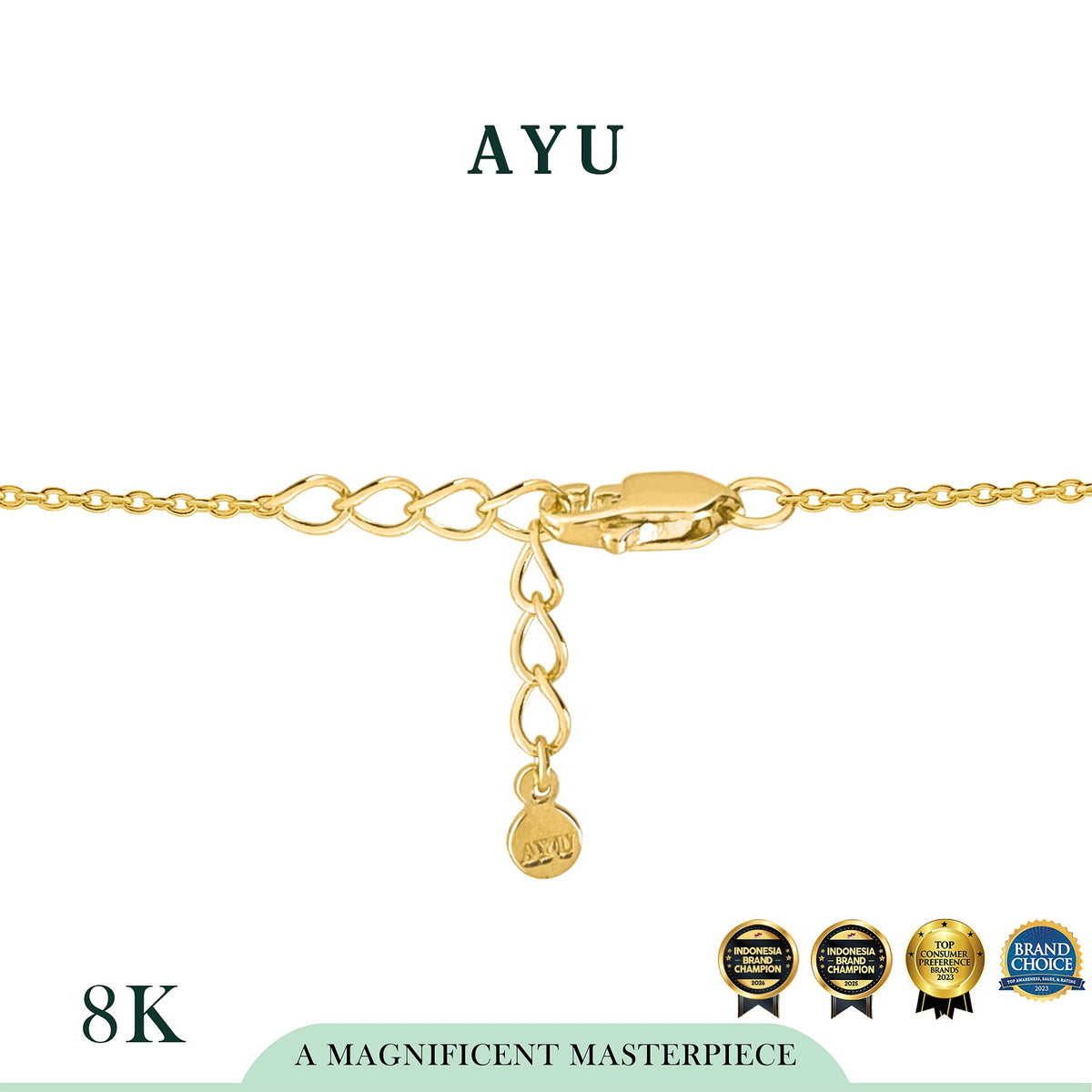 AYU Gelang Emas - 3 Clover Glaze With Flower Bracelet 8k Yellow Gold