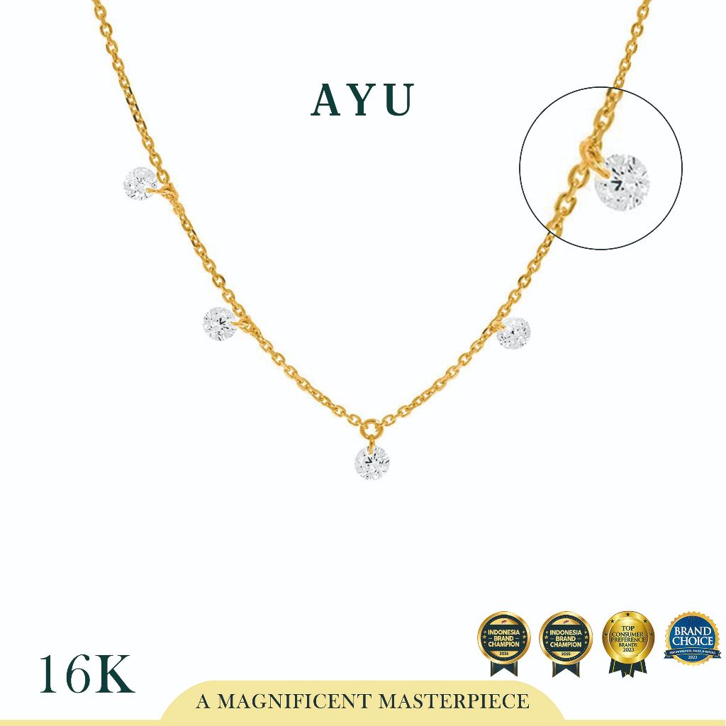 AYU Kalung Emas Korea - 5 Candy Pop Chain Necklace 16K Yellow Gold