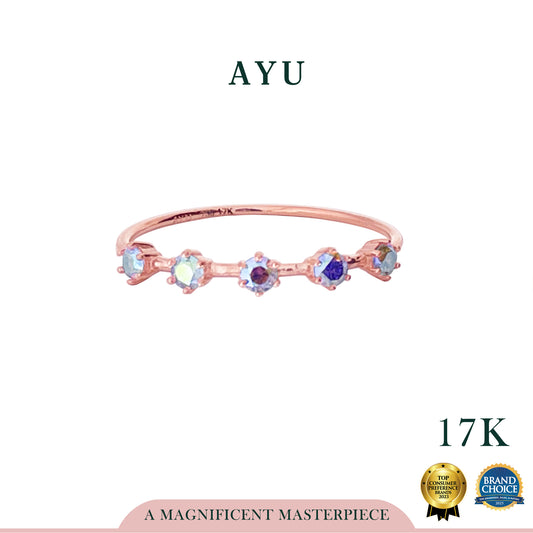 AYU Cincn Emas - 5 Magical Stones Thin Ring 17k Rose Gold