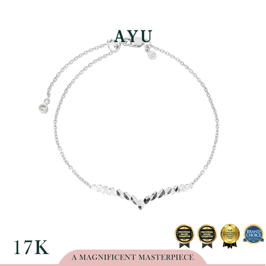 AYU Gelang Emas - Angel Vine Chevron Bling Adjustable Bracelet 17k White Gold