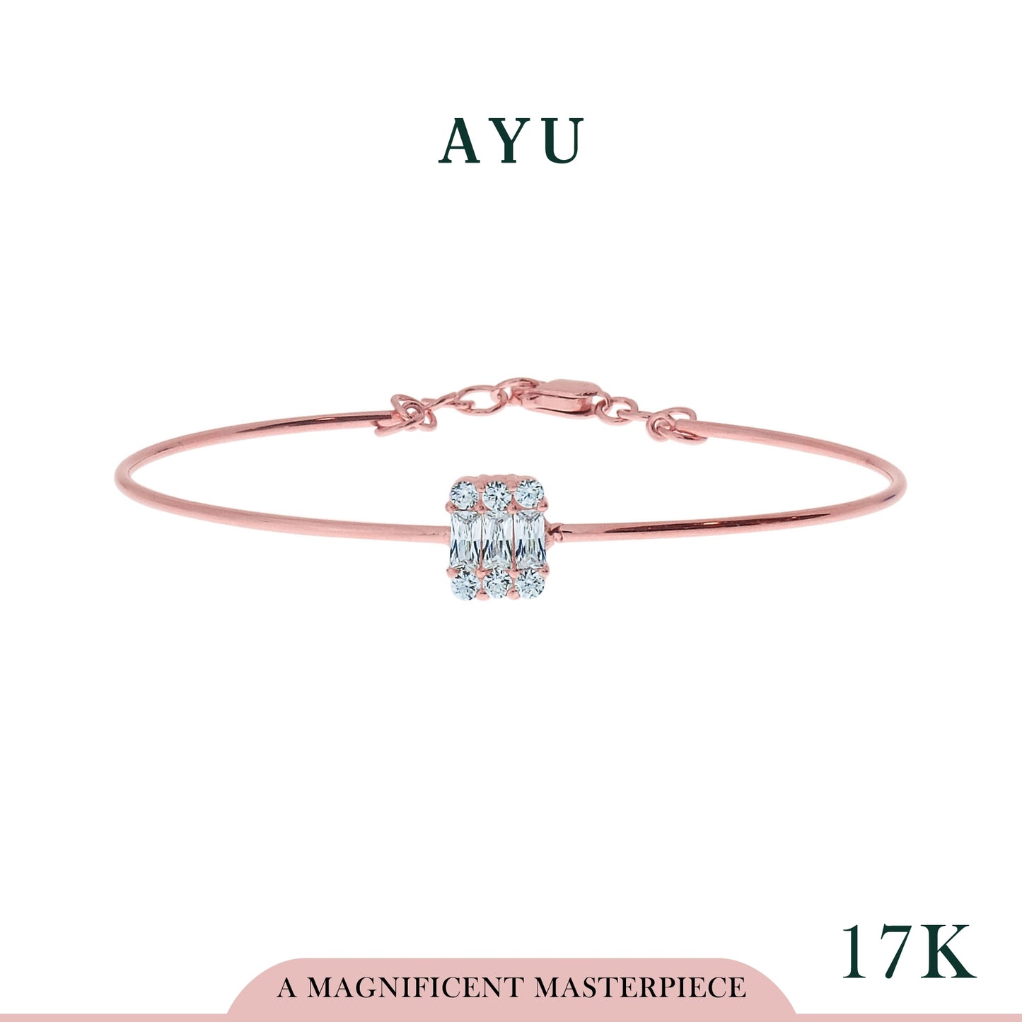 AYU Illusion Baguette 3/4 Wire Bangle 17k Rose Gold