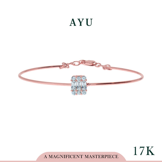 AYU Illusion Baguette 3/4 Wire Bangle 17k Rose Gold