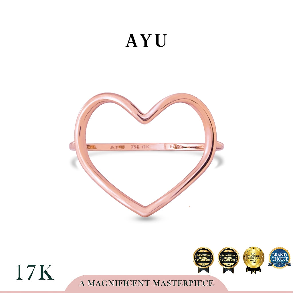 AYU Cincin Emas - Biggie Open Heart Ring 17k Rose Gold