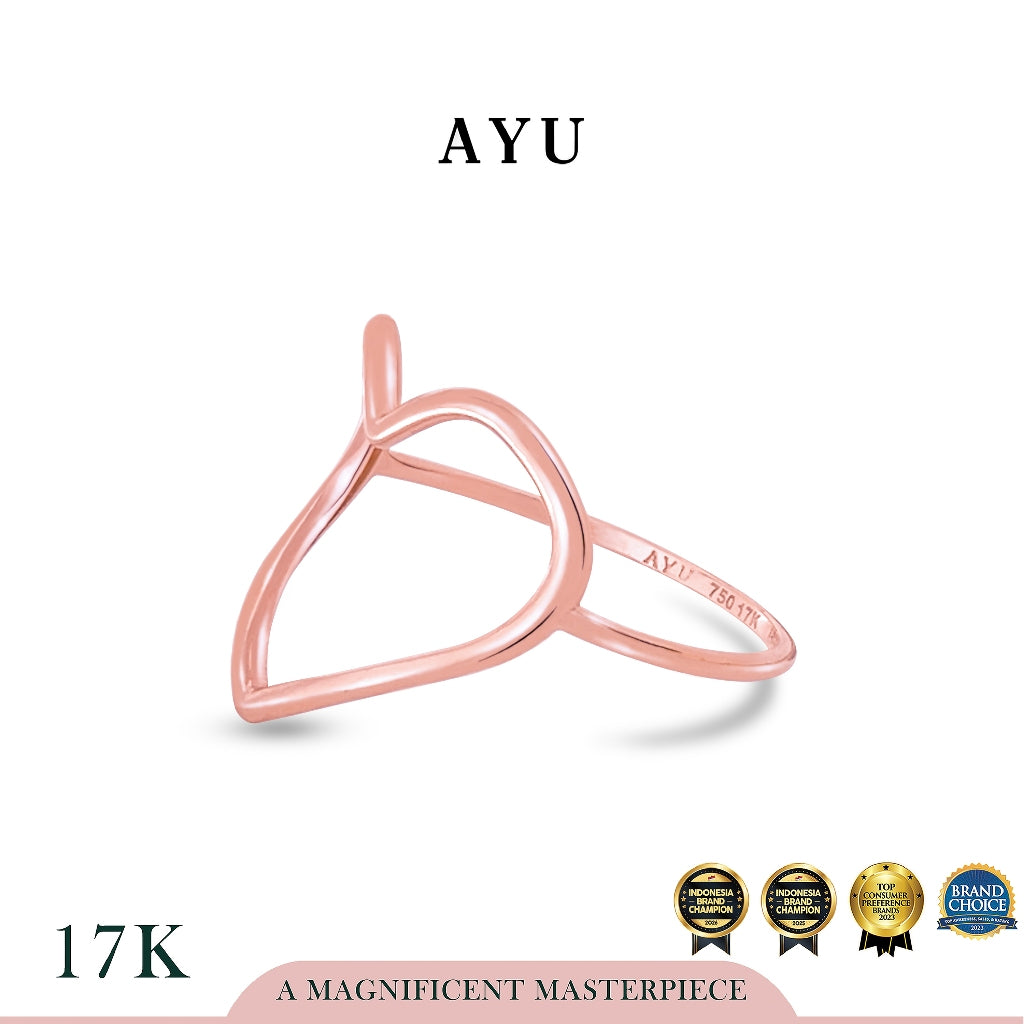 AYU Cincin Emas - Biggie Open Heart Ring 17k Rose Gold