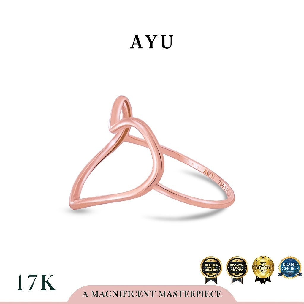 AYU Cincin Emas - Biggie Open Heart Ring 17k Rose Gold