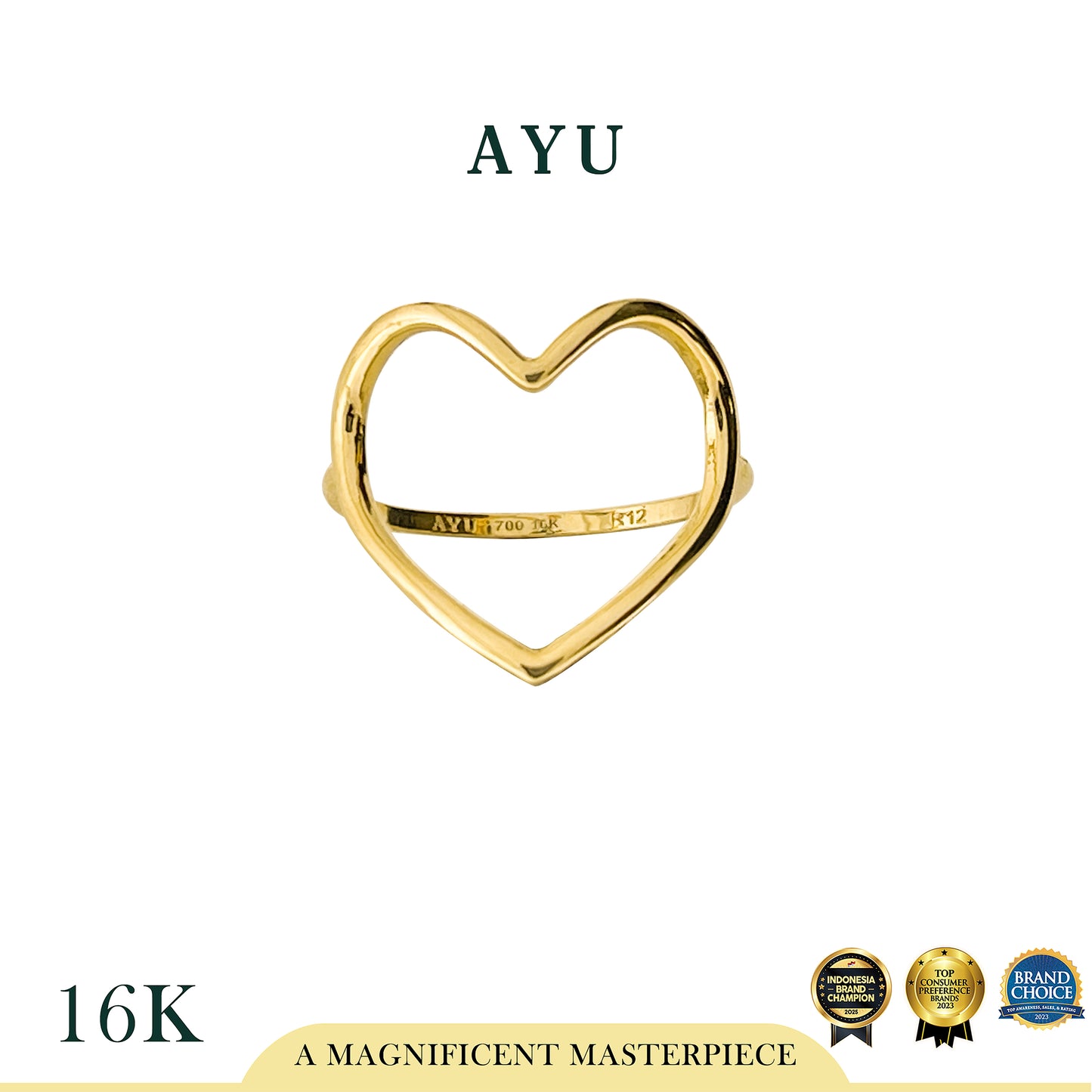 AYU Cincin Emas - Biggie Open Heart Ring 16k Yellow Gold