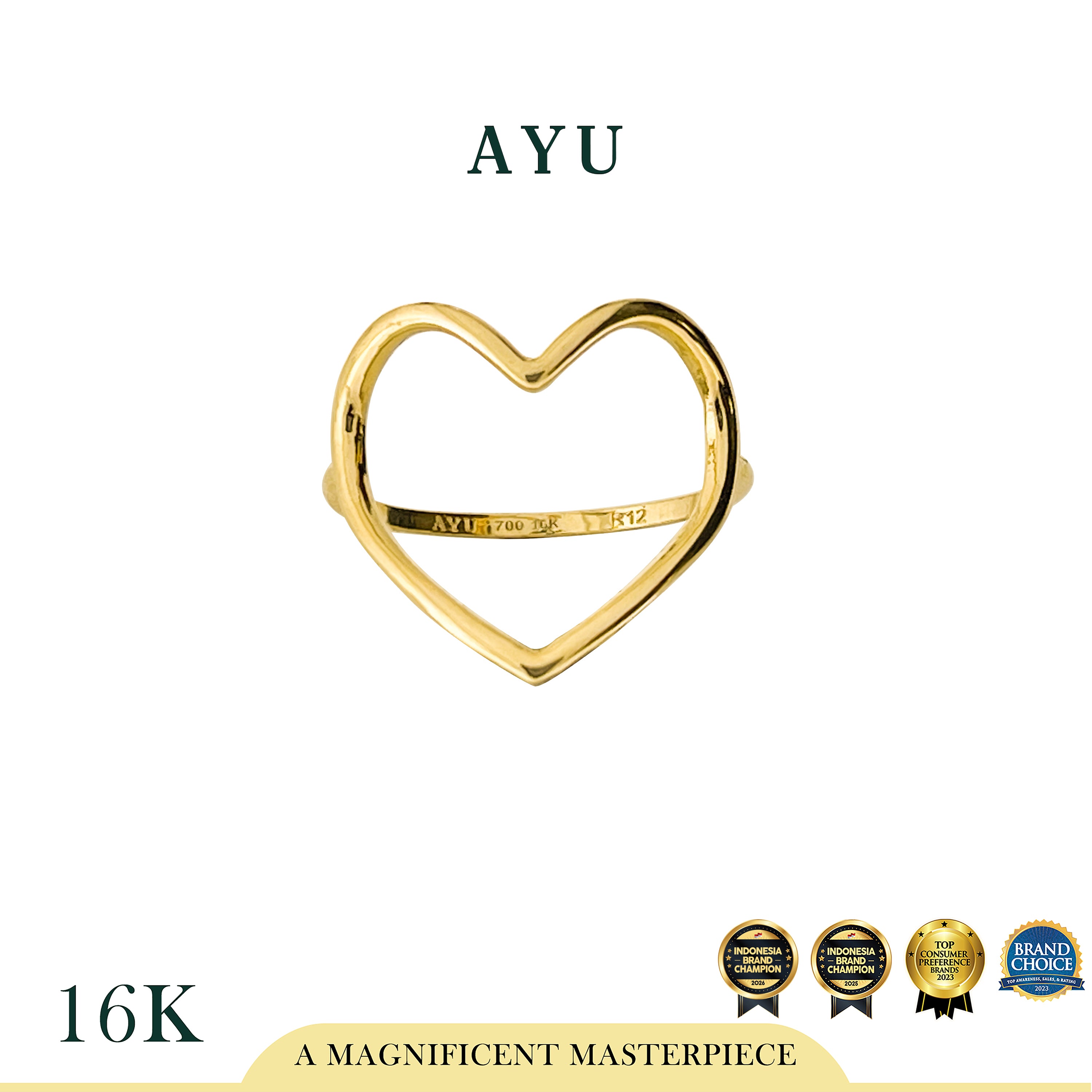 AYU Cincin Emas - Biggie Open Heart Ring 16k Yellow Gold