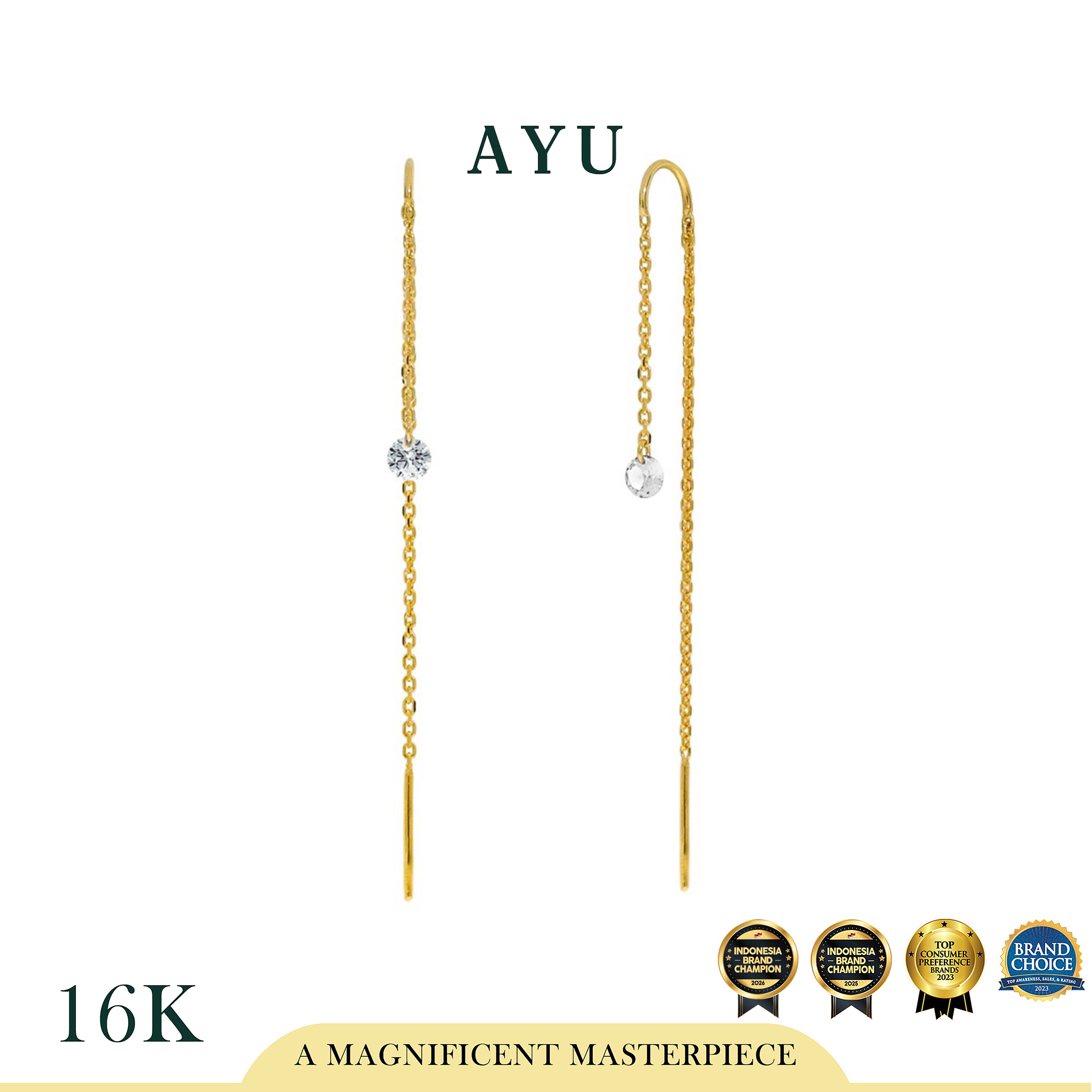 AYU Anting Emas - Candy Pop Dangle Thread Earrings 16K Yellow Gold
