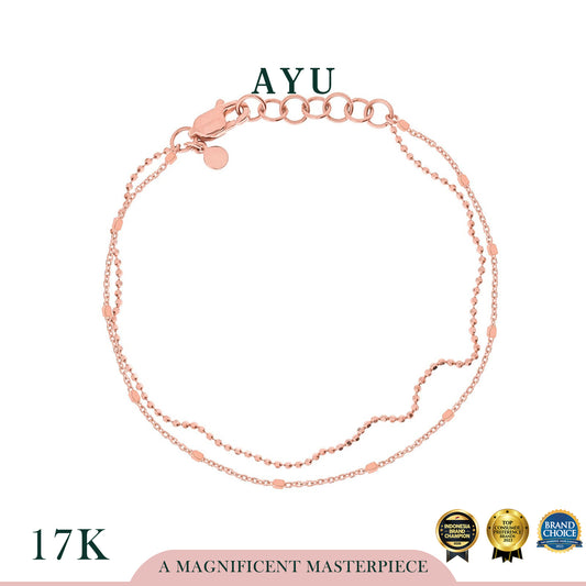 AYU Double Layer Bling And Pepper Beads Chain Bracelet 17k Rose Gold