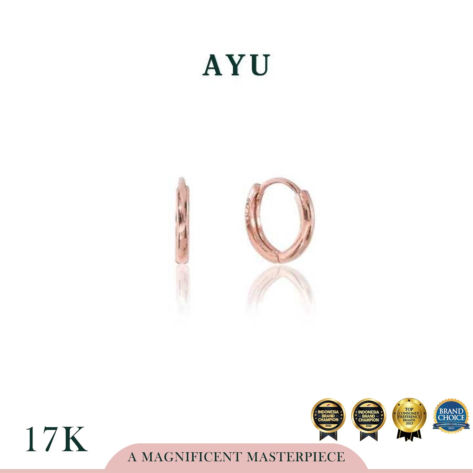 AYU Anting Emas Jepit - Doughnut Earrings 17k Rose Gold