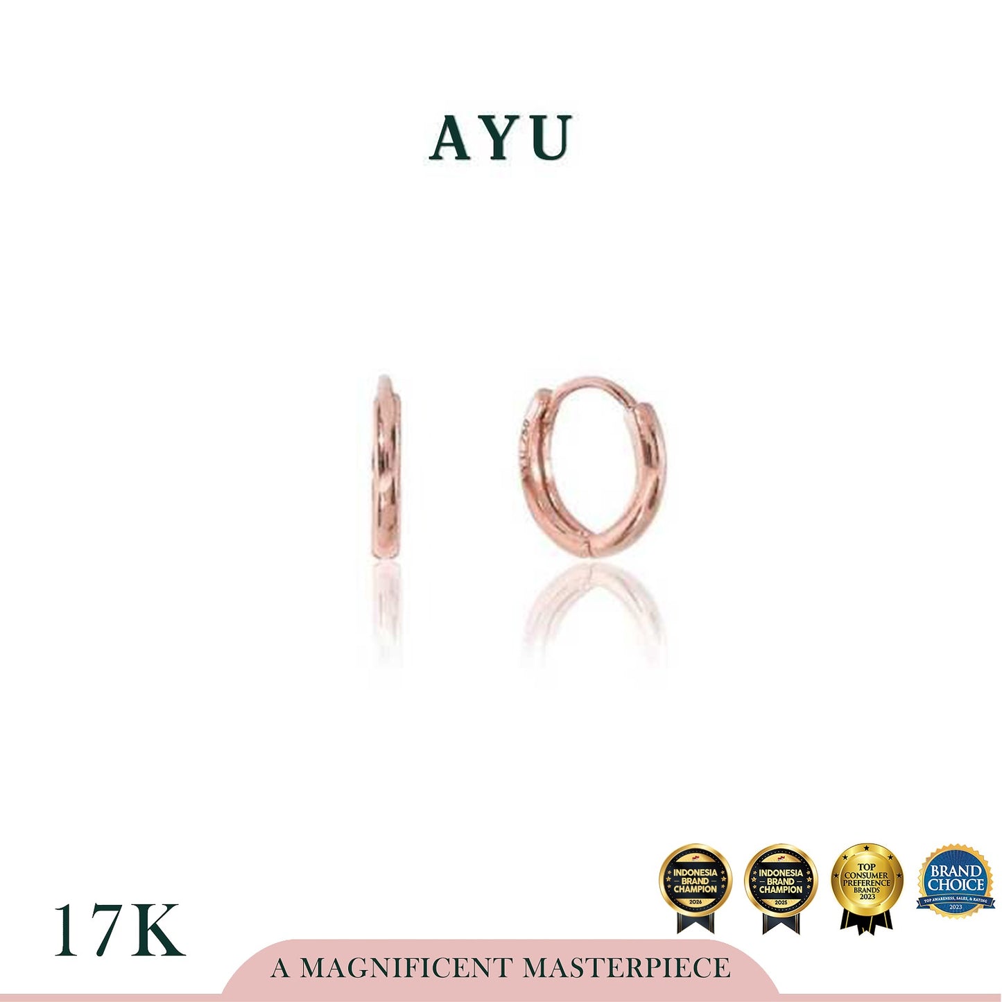 AYU Anting Emas Jepit - Doughnut Earrings 17k Rose Gold