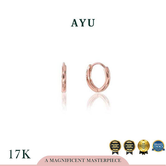 AYU Anting Emas Jepit - Doughnut Earrings 17k Rose Gold