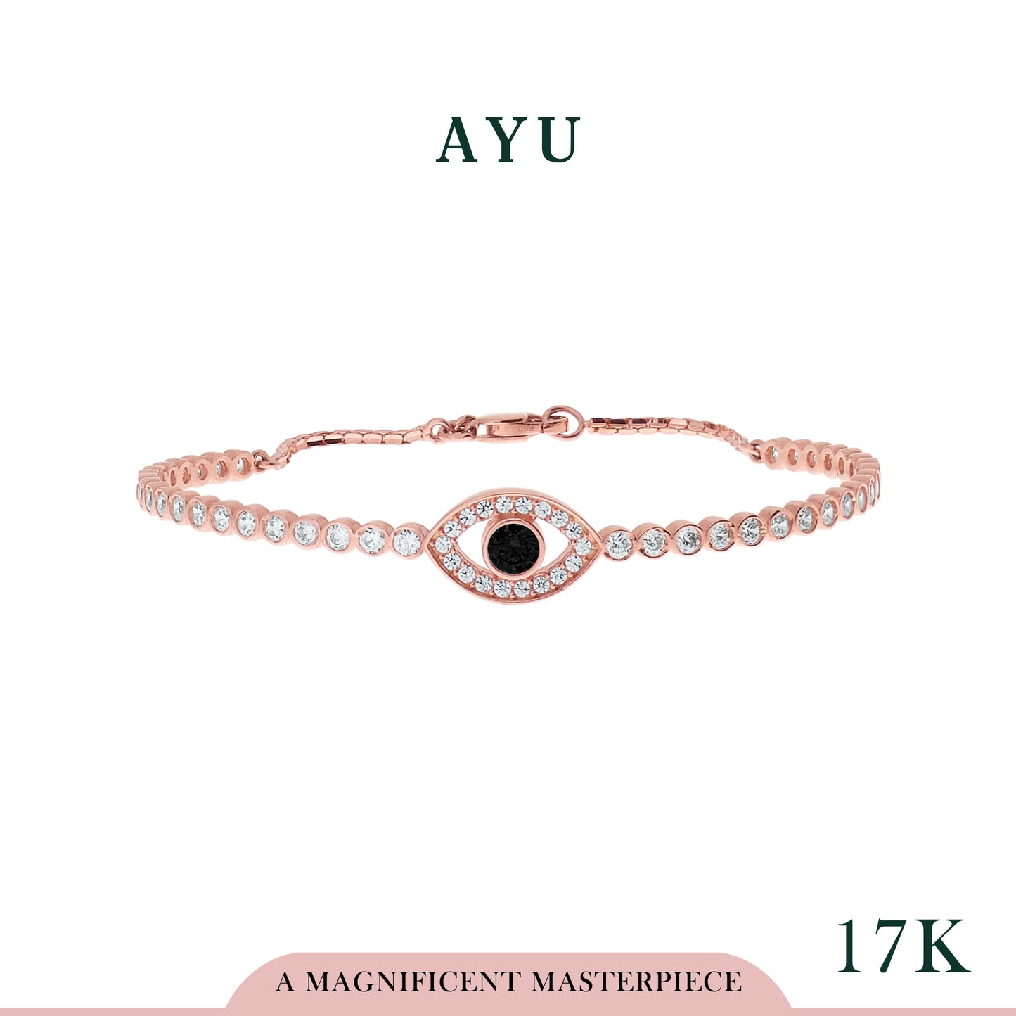 AYU Gelang Emas - Evil Eye Bangle 17k Rose Gold