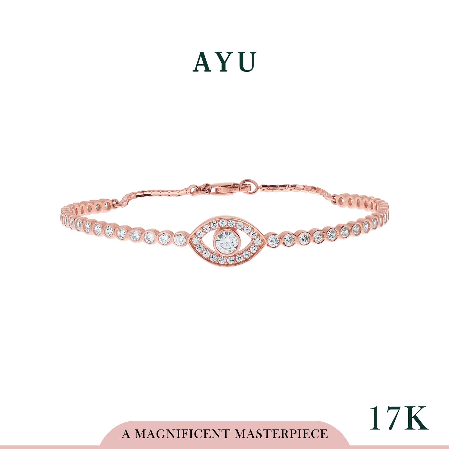 AYU Gelang Emas - Evil Eye Bangle 17k Rose Gold