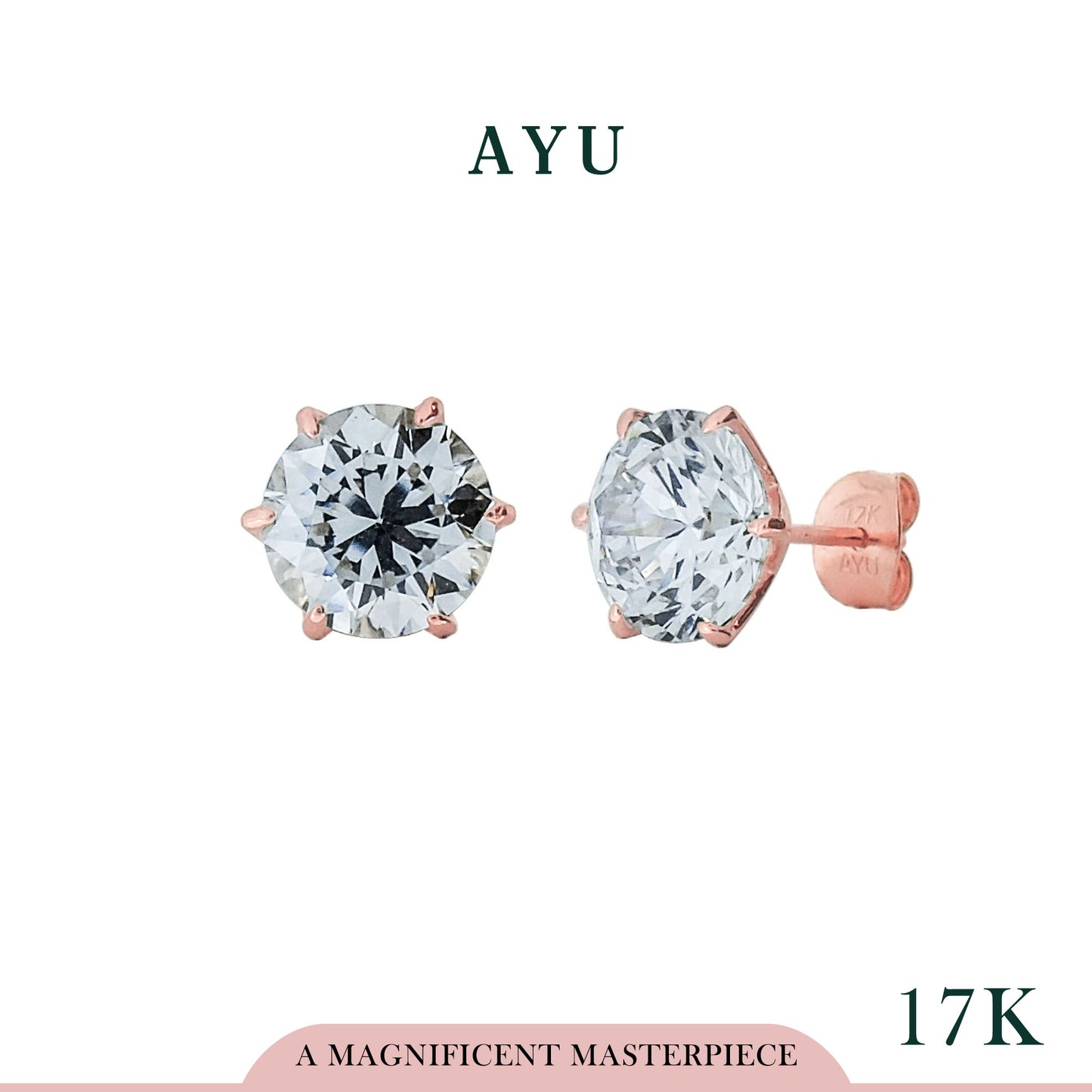 AYU Anting Emas Tindik - Glam Gigi 6 Prong Studs 17k Rose Gold