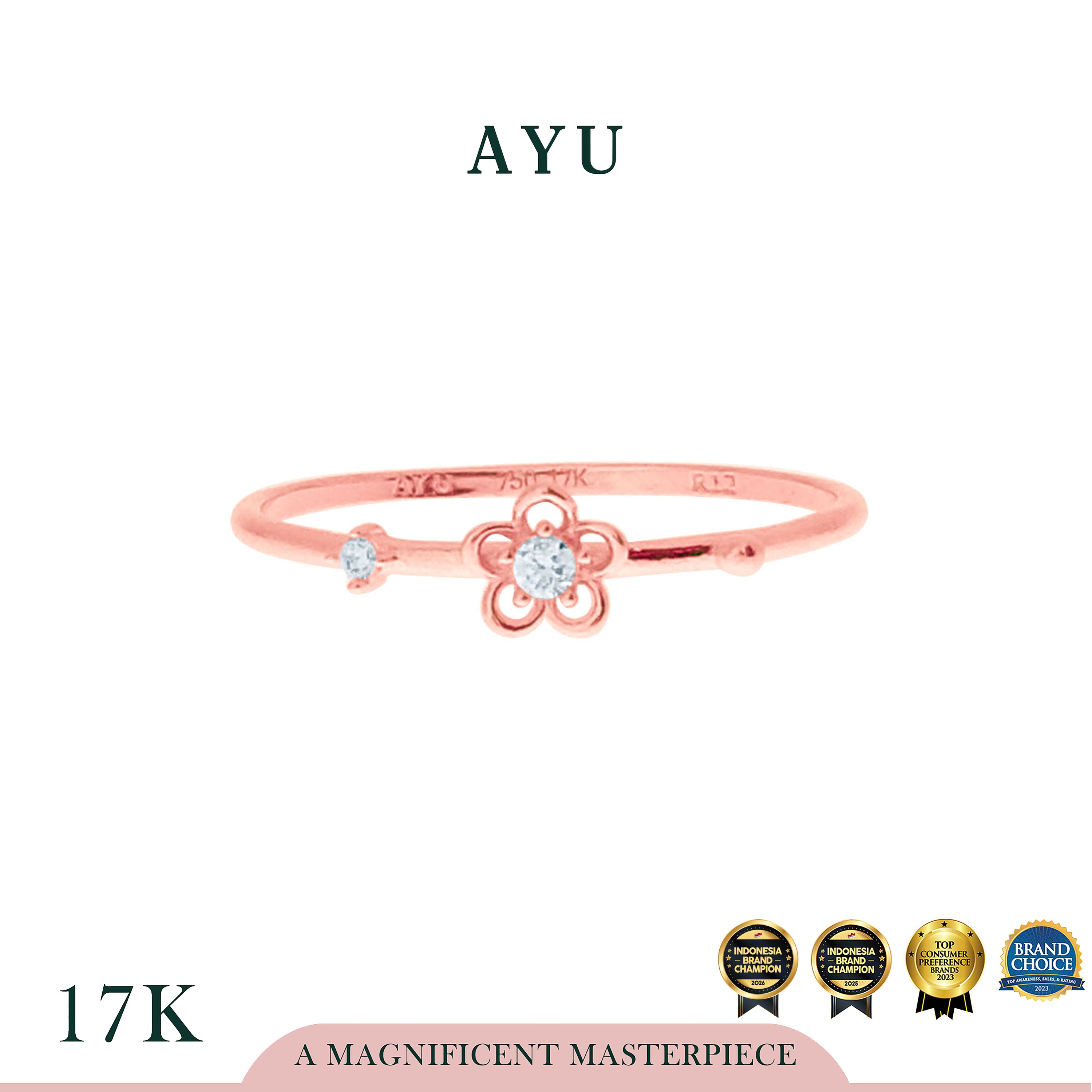AYU Cincin Emas - Golden Daisy Ring 17K Rose Gold