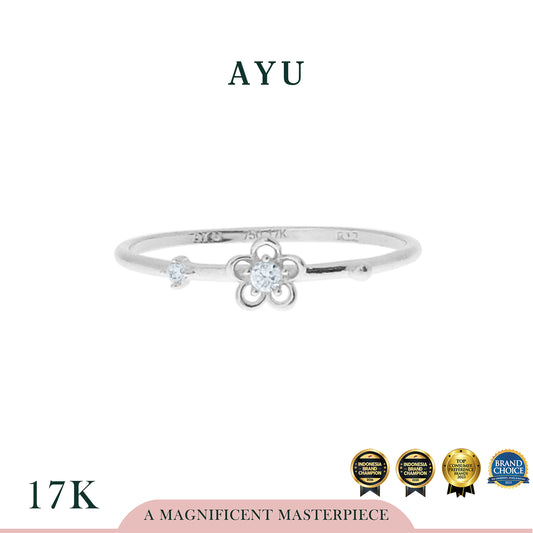 AYU Cincin Emas - Golden Daisy Ring 17K White Gold