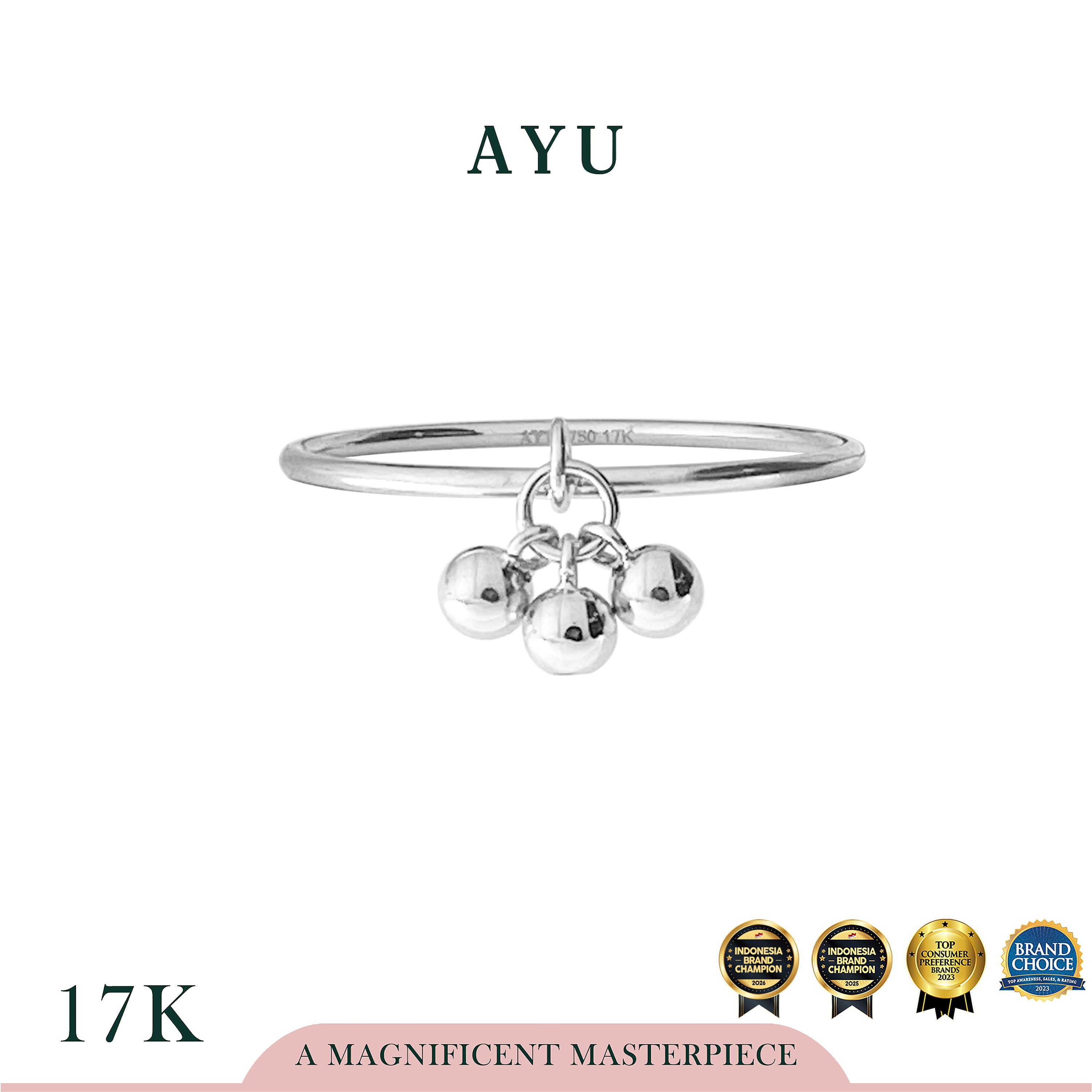 AYU Cincin Emas - Gold Berry Sprinkles Ring 17k White Gold
