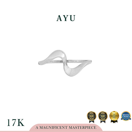 AYU Cincin Emas - Swaying Slow Wave Ring 17k White Gold