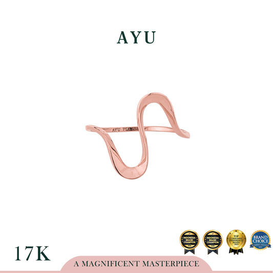 AYU Cincin Emas - Gold Swaying Wave Ring 17k Rose Gold