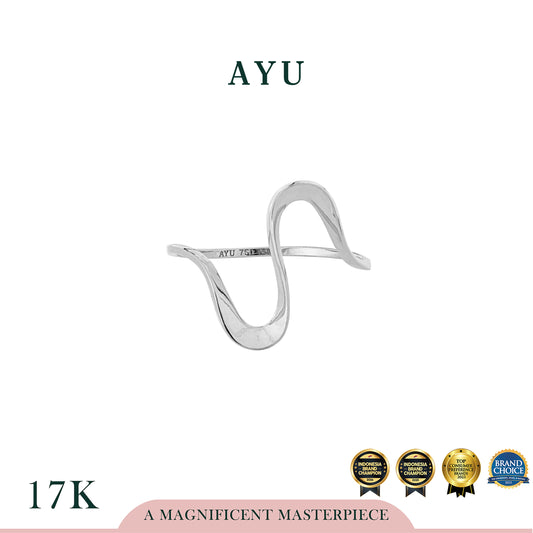 AYU Cincin Emas - Gold Swaying Wave Ring 17k White Gold