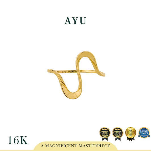 AYU Cincin Emas - Gold Swaying Wave Ring 16k Yellow Gold