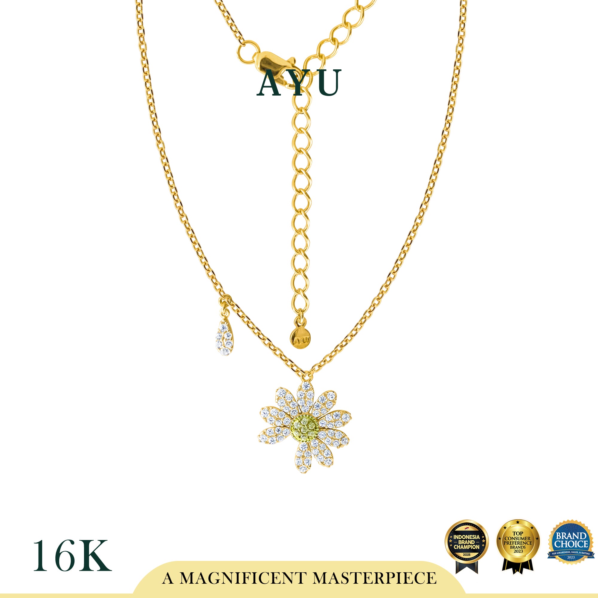 AYU Kalung Emas - G Daisy Chain Necklace 16k Yellow Gold