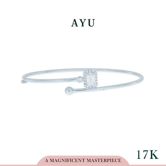 AYU Gelang Emas - Emerald Halo Wrap Wire Bangle 17K White Gold