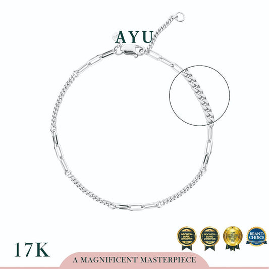AYU Gelang Emas - Cuban Paper Clip Party Bracelet 17k White Gold