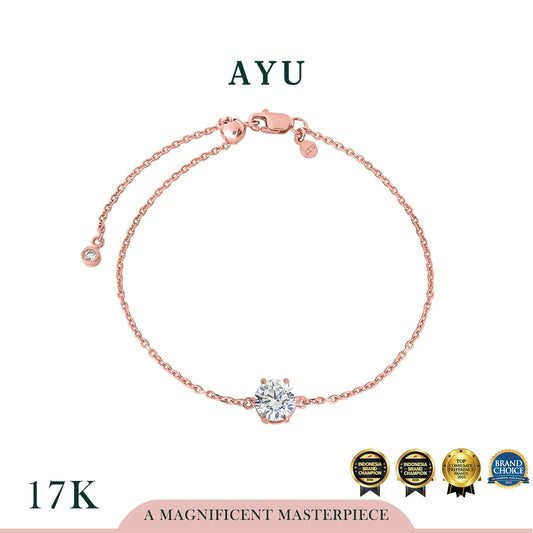 AYU Gelang Emas - Glam Gigi 6 Prong Adjustable Bracelet 17k Rose Gold