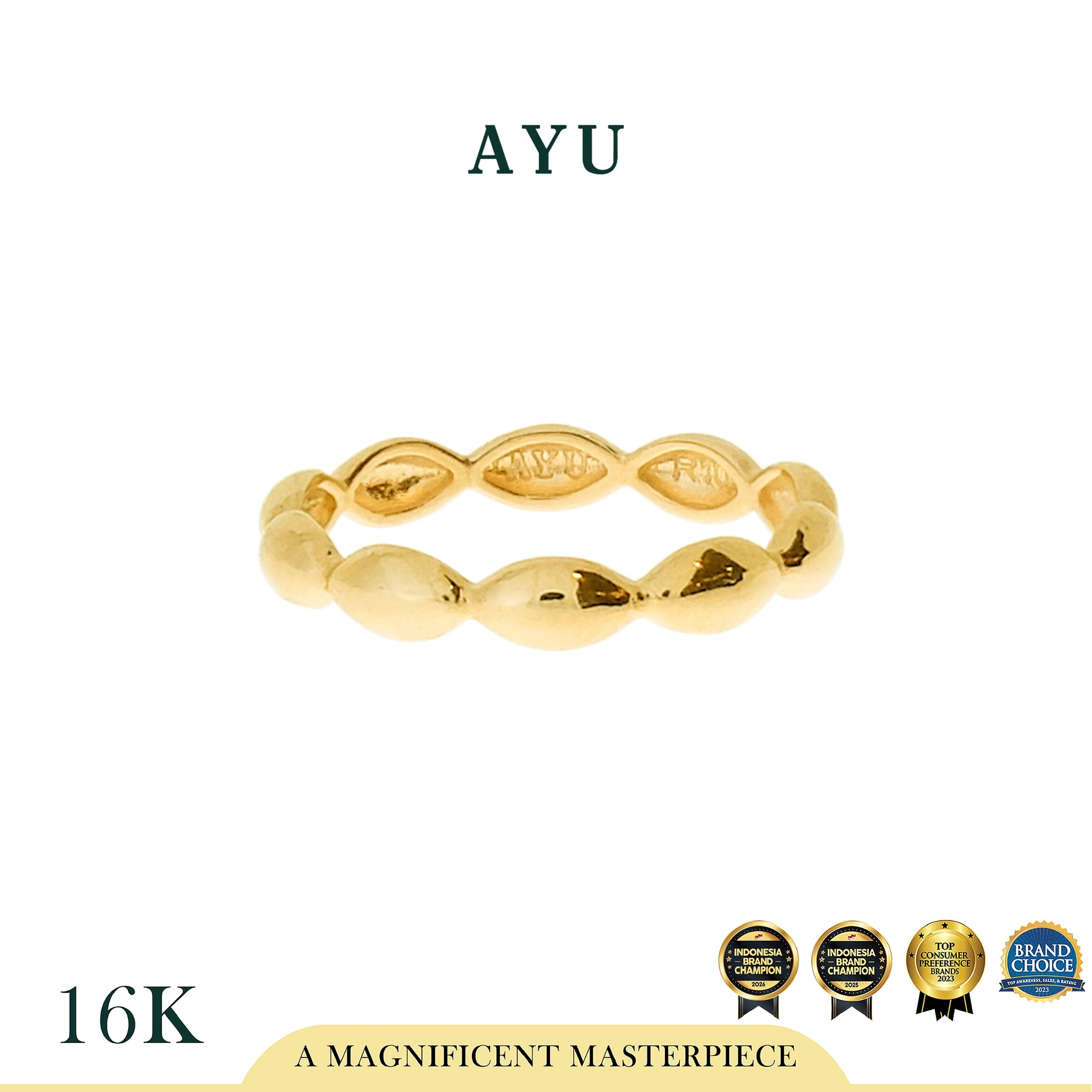 AYU Cincin Emas - Gold Chubby Pukis Stack 16k Yellow Gold