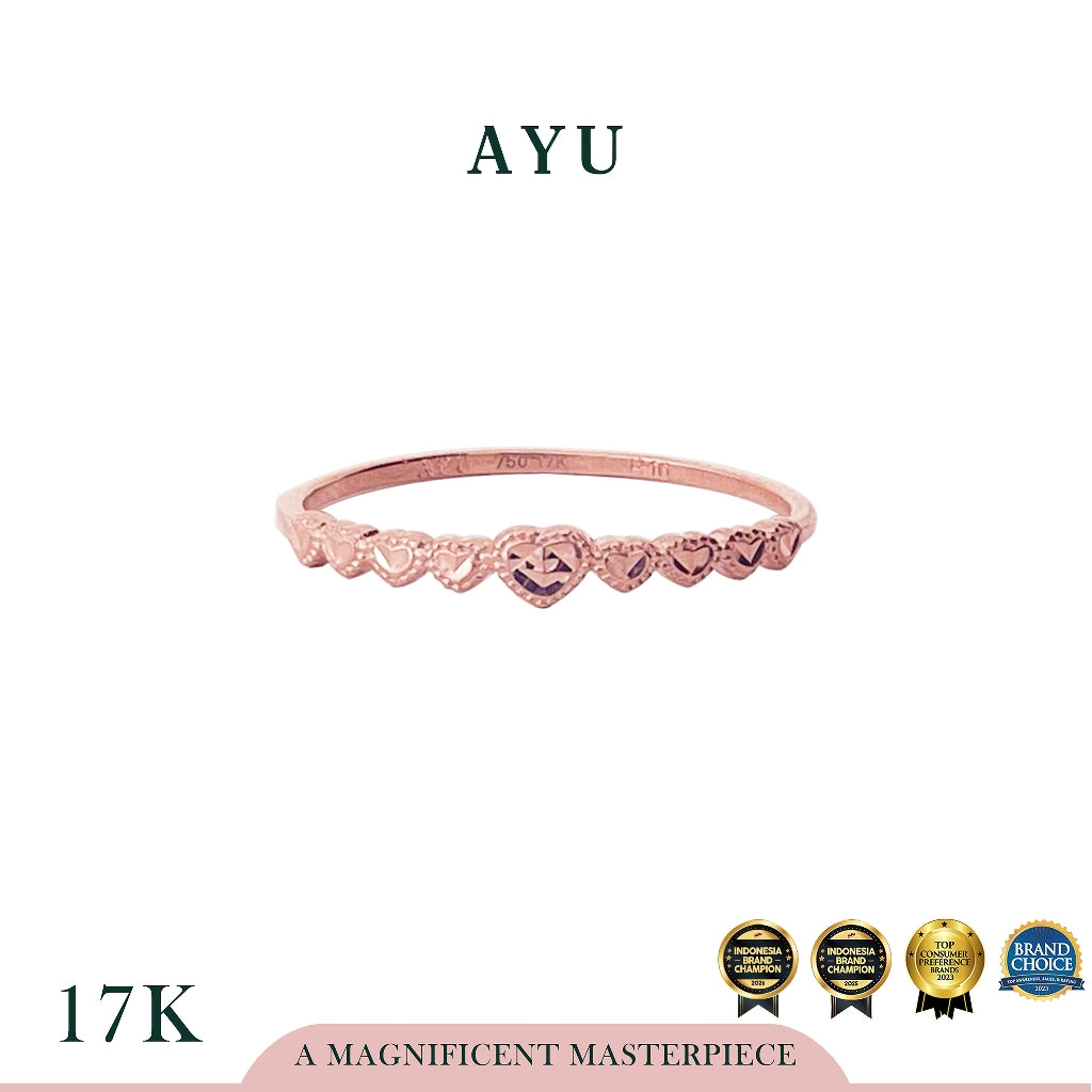 AYU Cincin Emas - Heart Bling On Repeat Ring 17k Rose Gold