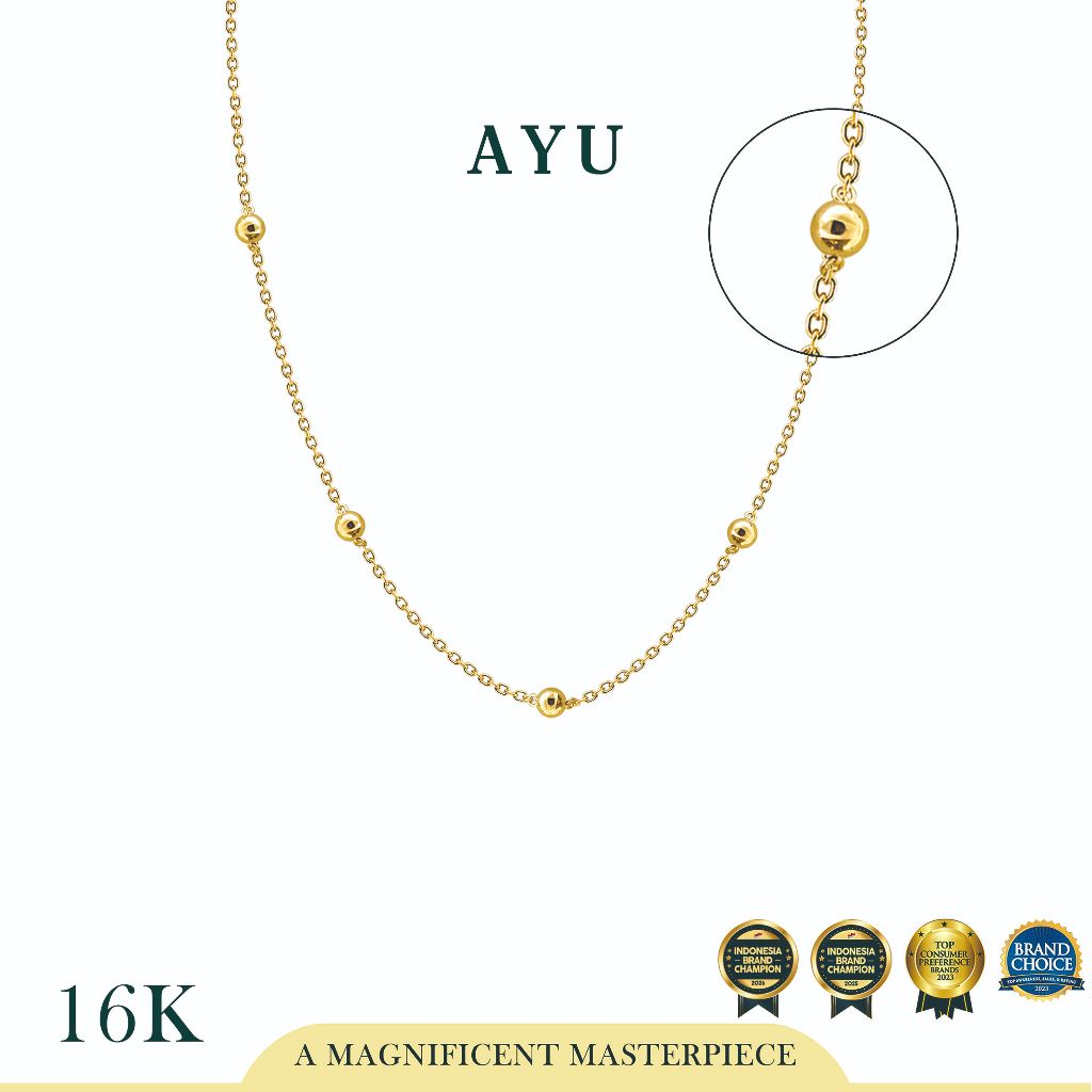 AYU Kalung Emas - 5 Gold Boba Necklace 16k Yellow Gold