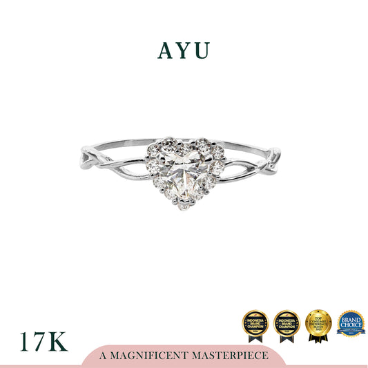 AYU Cincin Emas - Love Is Beatiful In Angel Vine Ring 17k White Gold
