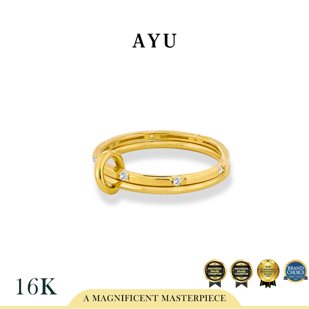 AYU Cincin Emas - Link 2 U Benang Gold Space Ring 16k Yellow Gold