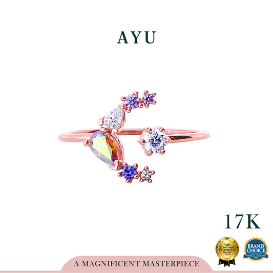 AYU Cincin Emas - Magical Open Moon Ring 17K Rose Gold