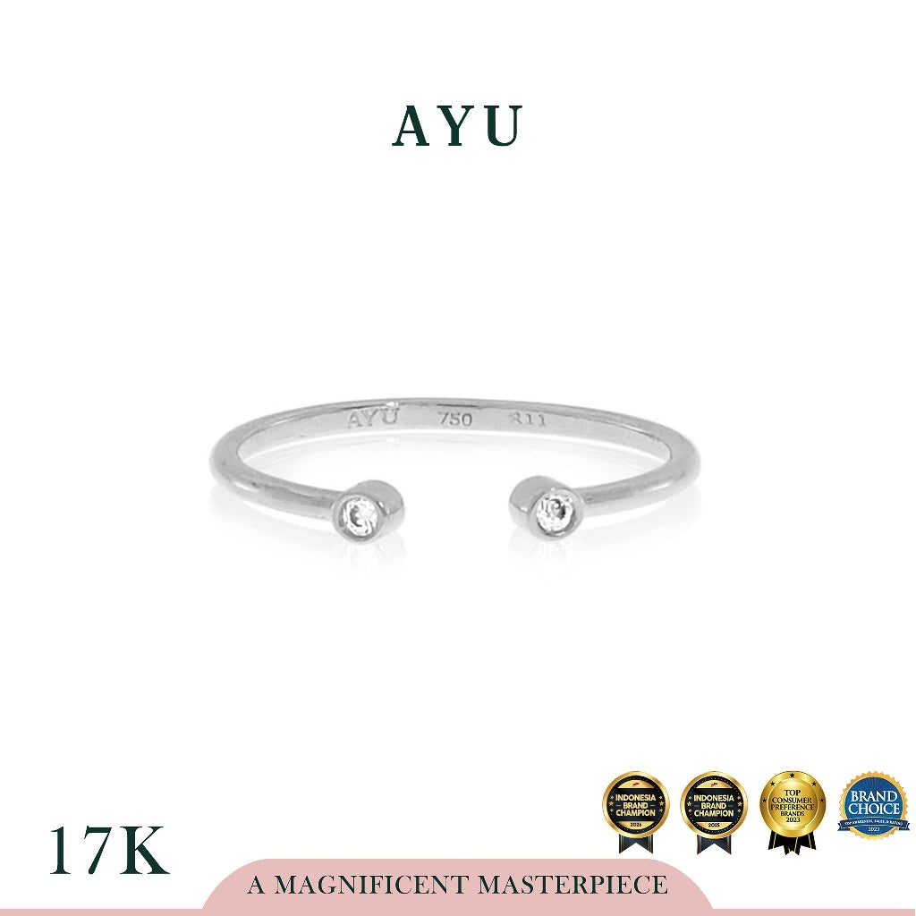 AYU Cincin Emas - Mini Bezel Open 17K White Gold