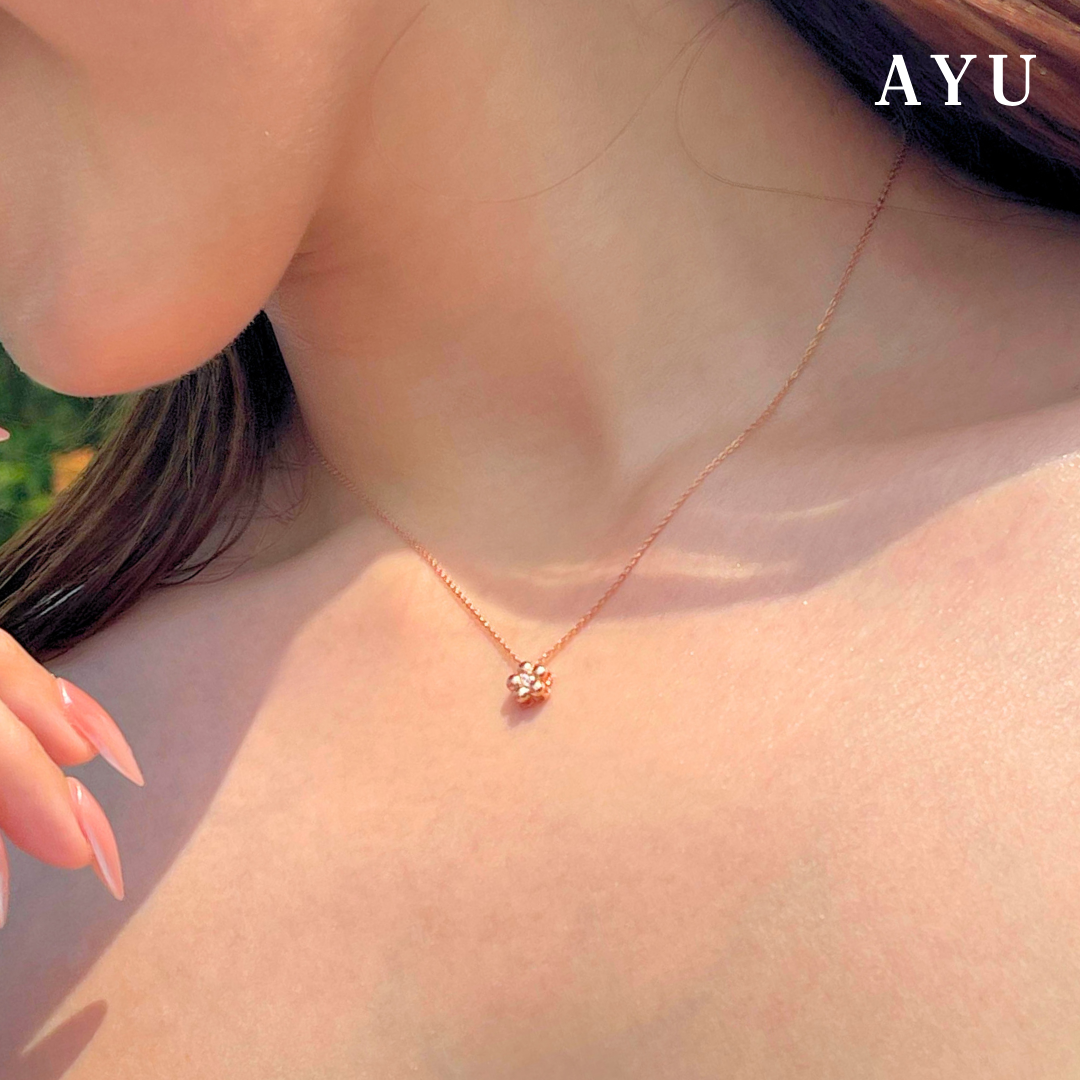 AYU Kalung Emas - Mochi Flower Chain Necklace 16k Yellow Gold
