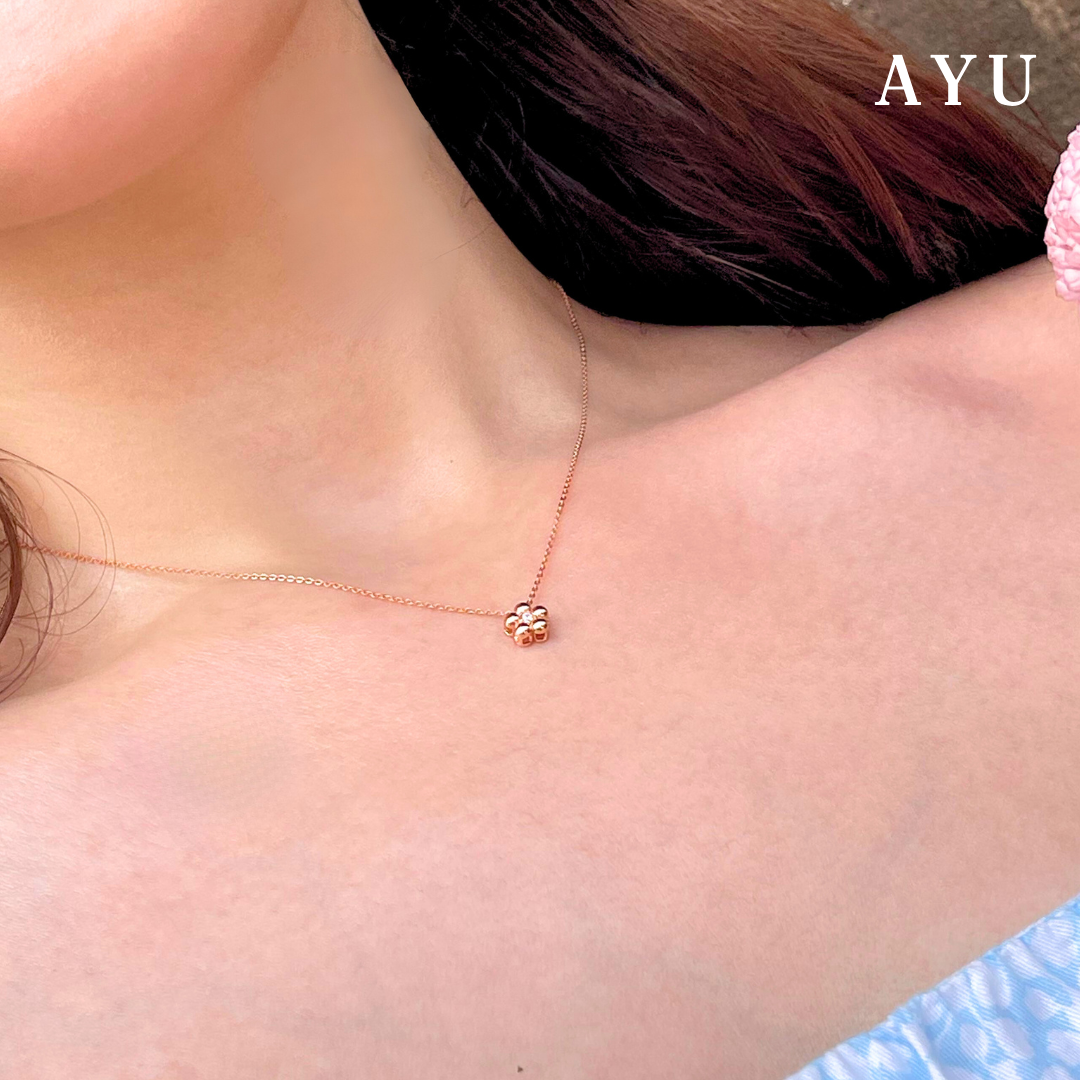 AYU Kalung Emas - Mochi Flower Chain Necklace 16k Yellow Gold