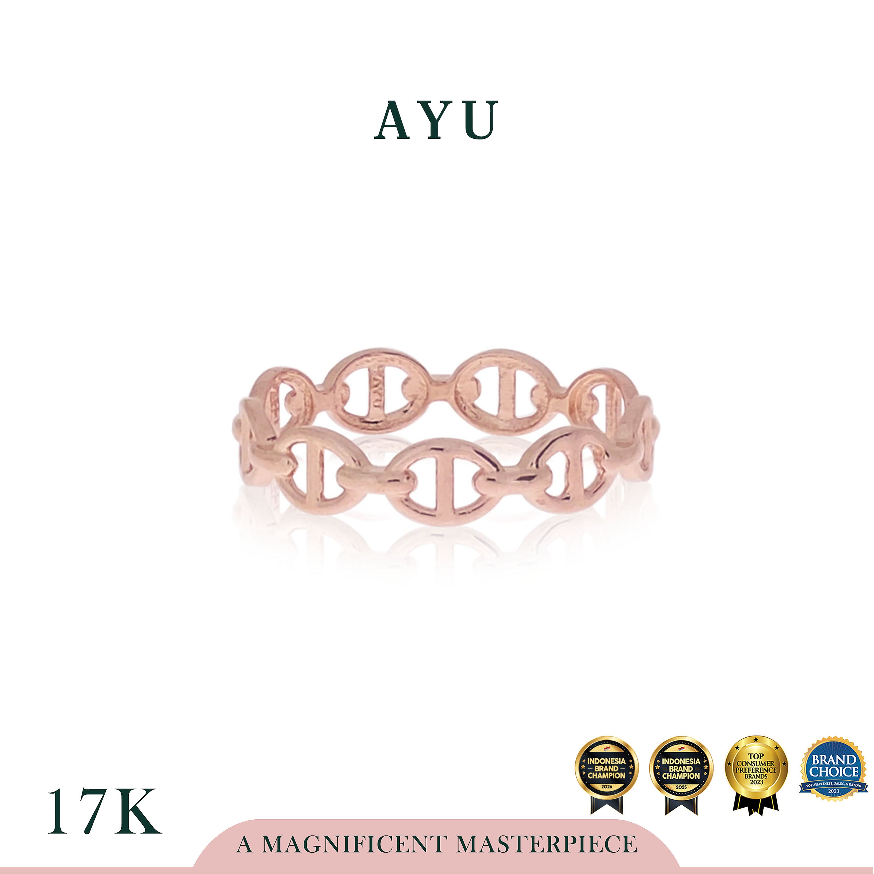AYU Cincin Emas - Oval Link Stack 17k Rose Gold