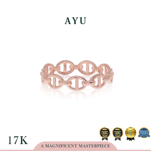 AYU Cincin Emas - Oval Link Stack 17k Rose Gold