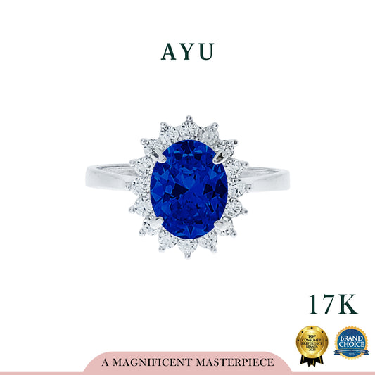 AYU Cincin Emas - Oval Royalty Setting Solitaire 17k White Gold