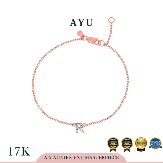 AYU Pave Initial Chain Bracelet 17k Rose Gold