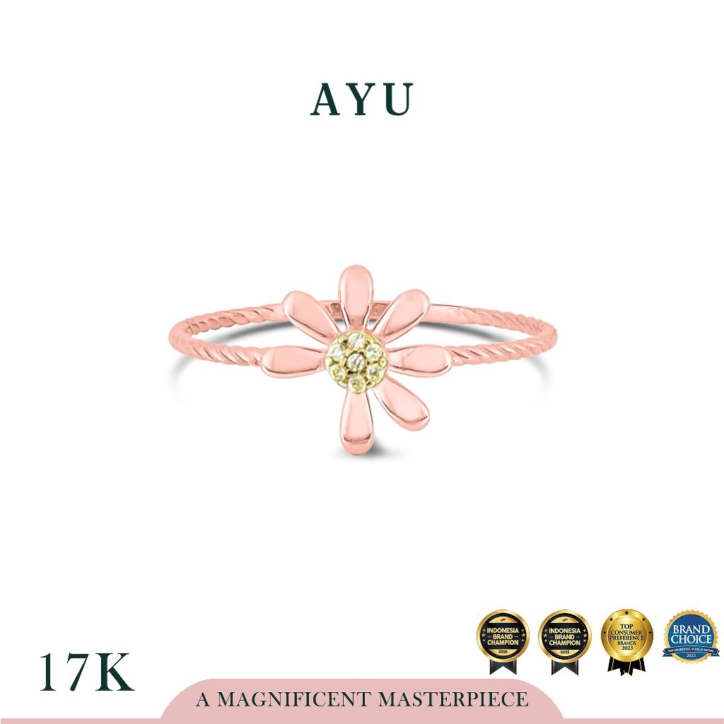 AYU Cincin Emas - Small Golden G Daisy Twist Ring 17k Rose Gold